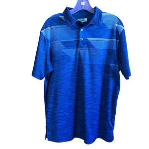 Ben Hogan Medium Performance Golf Polo Shirt Striped‎ Athletic Blue Mens M